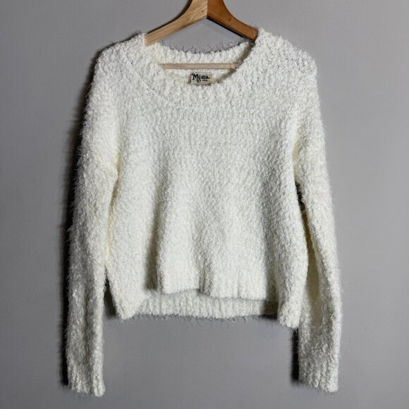 NWOT Show Me Your Mumu Cropped Varsity Sweater Knubby Knit Women's Small Cream - Picture 5 of 12